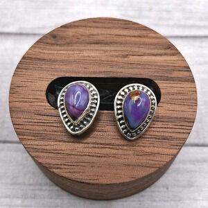 Sterling Silver Purple Mojave Turquoise Stud Earrings Native Southwestern Style